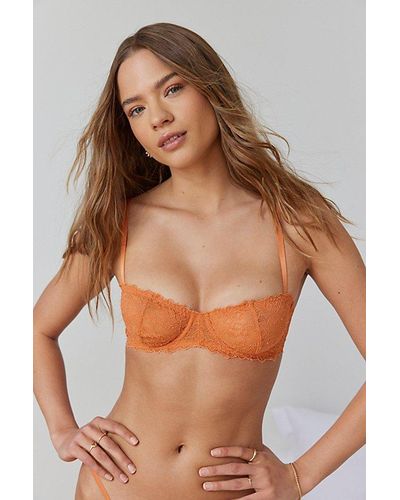 Out From Under Chantilly Lace Balconette Bra - Brown