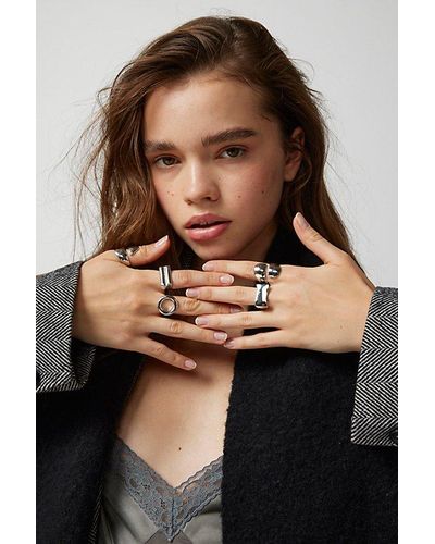 Urban Outfitters Kennedy Statement Ring Set - Black