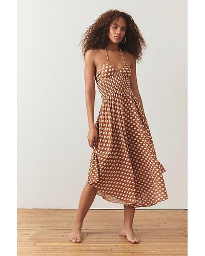 Out From Under Polka Dot Strapless Jumpsuit - Brown
