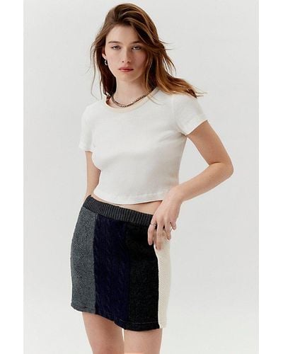 Urban Renewal Remade Cable Knit Mini Skirt - White