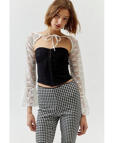 Urban Outfitters Lace Cropped Shrug Cardigan - White