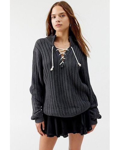 Urban Renewal Remade Lace-Up Sweater - Black
