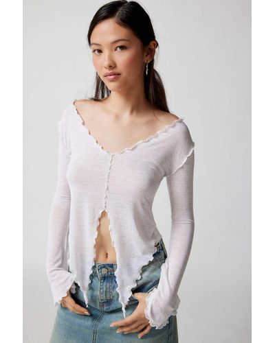 Urban Outfitters Uo Charlyn Flyaway Top In White,at - Grey
