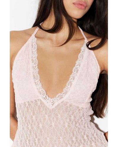 Urban Outfitters Uo Nicole Lace Halterneck Top - Natural