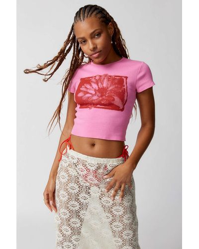 Urban Outfitters Uo Lotus Perfect Baby Tee - Red
