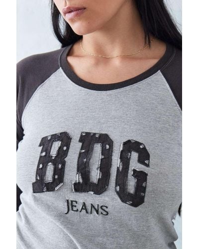 BDG Black Long-sleeved Applique T-shirt Top - Grey