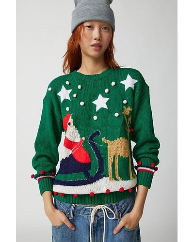 Urban Renewal Vintage Holiday Pullover Crew Neck Sweater - Green