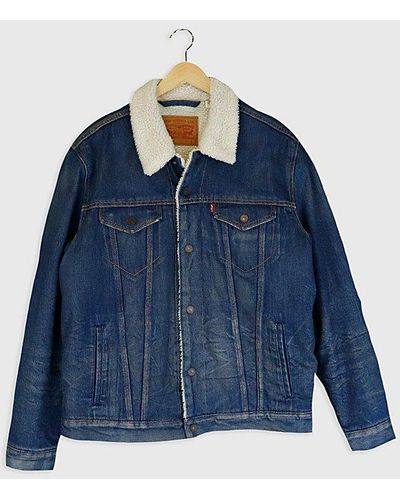 Levi's Vintage Fleece Denim Snap Button Jacket - Blue