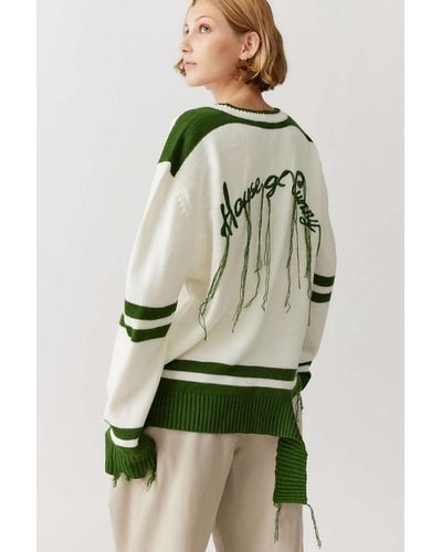 House Of Sunny The Ice Breaker Distressed Sweater - Green