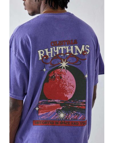 Urban Outfitters Uo Purple Celestial Rhythms Tee In Purple,at - Blue