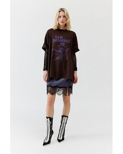 Urban Outfitters Led Zeppelin '77 Tour Oversized Tee - Brown