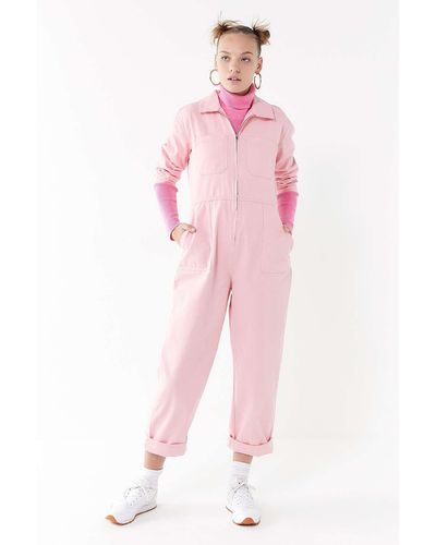 Urban Outfitters Uo Rosie Pink Utility Jumpsuit