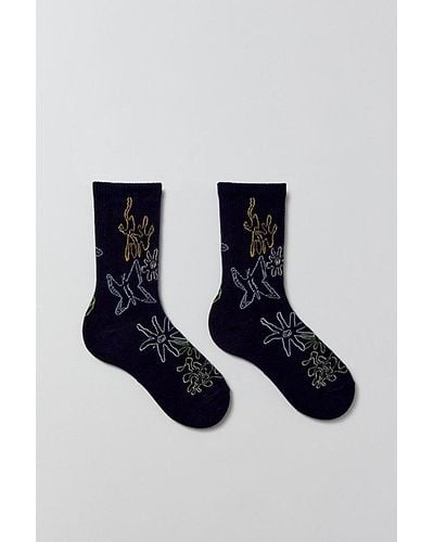 Urban Outfitters Stencil Icon Crew Sock - Blue