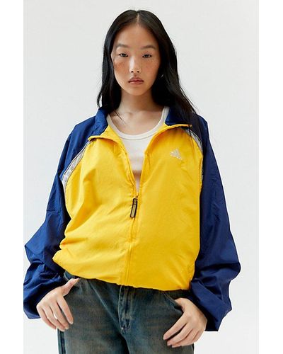 Urban Renewal Vintage Branded Oversized Windbreaker Jacket - Yellow