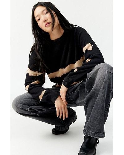 Urban Renewal Remade Bleached Striped Sweater - Black