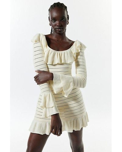 Another Girl Knit Long Sleeve Mini Dress - Natural