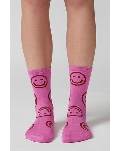 BAGGU Happy Crew Sock - Pink