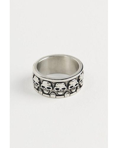 Urban Outfitters Skull Band Ring - Metallic