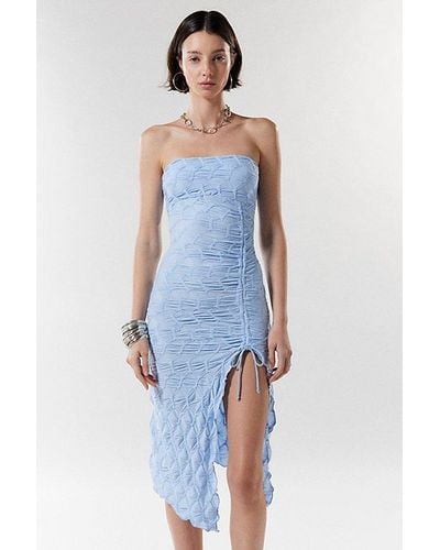 Urban Outfitters Uo Remy Textured Tube Midi Dress - Blue