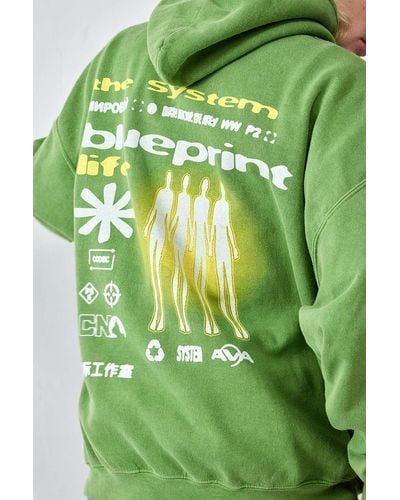 Urban Outfitters Uo Green Blueprint Hoodie