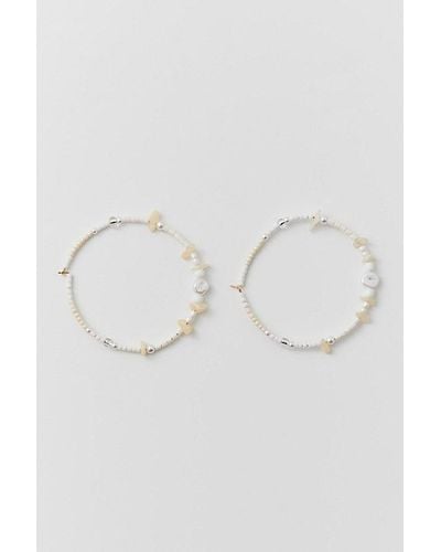 Urban Outfitters Beaded Stone Oversized Hoop Earring - Natural