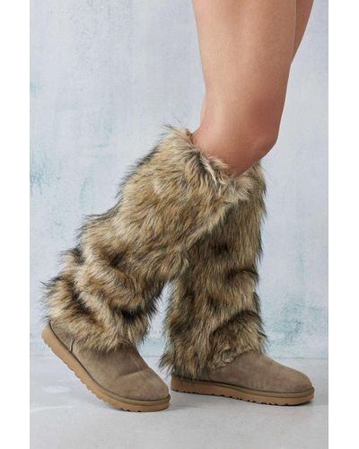 Out From Under Long Faux Fur Leg Warmer In Brown,at Urban Outfitters