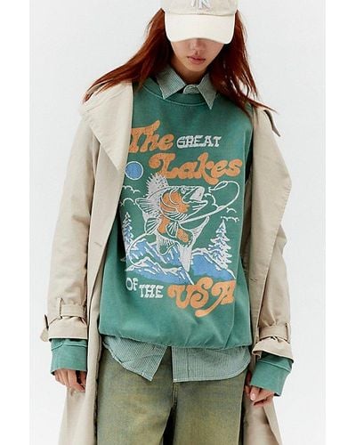 Urban Outfitters The Great Lakes Crew Neck Sweatshirt - Green