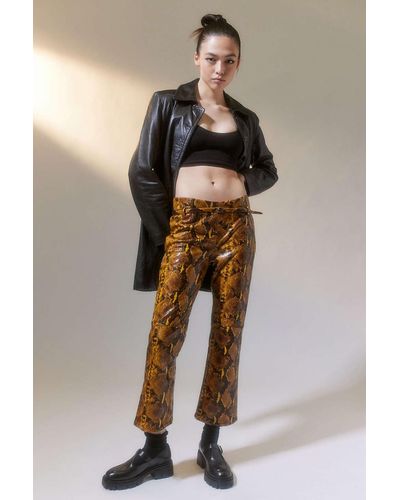 Urban Outfitters Uo Leah Faux Leather Snake Print Pant - Brown