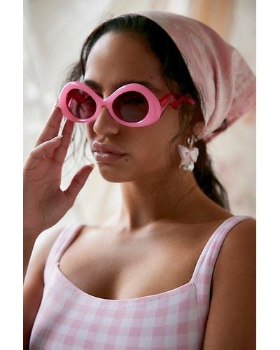 Urban Outfitters Birdie Wavy Round Sunglasses - Pink