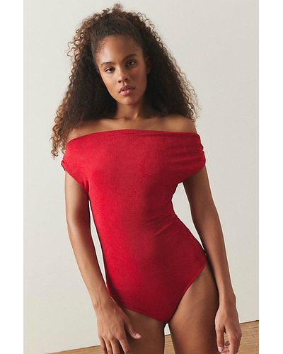 Out From Under Sofie Off-The-Shoulder Bodysuit - Red