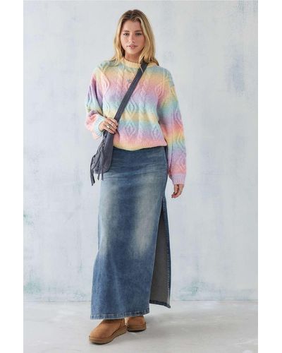 Wrangler Pastel Rainbow Cable Knit Jumper - Blue