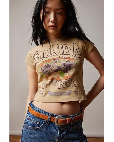 Urban Outfitters Florida Blueberry Baby Tee - Natural