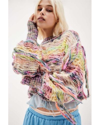 Urban Outfitters Uo Space-dye Tassel Jumper Top S - Multicolour