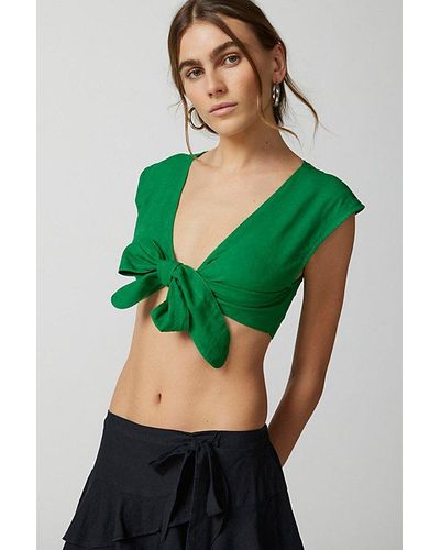 Urban Outfitters Uo Tied Up Cropped Top - Green