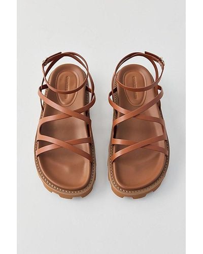Charles & Keith Crossover Ankle-Strap Sandal - Brown