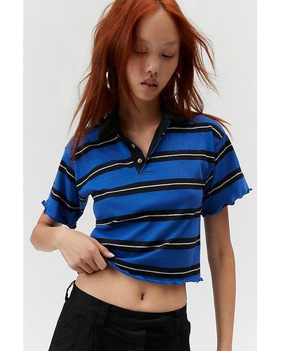 Urban Renewal Remade Lettice Edge Cropped Shirt - Blue