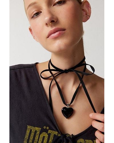 Urban Outfitters Glass Icon Velvet Choker Necklace - Multicolour