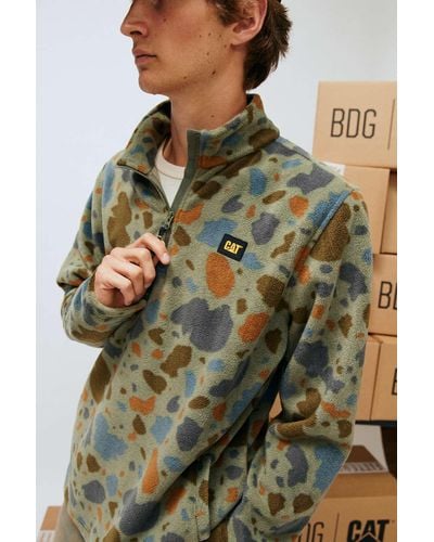 BDG Cat X Uo Exclusive Half Zip Pile Fleece Sweatshirt In Assorted,at Urban Outfitters - Green