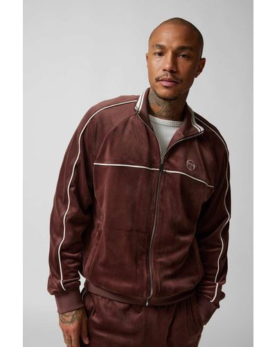 Sergio Tacchini Lioni Velour Track Jacket In Brown,at Urban Outfitters