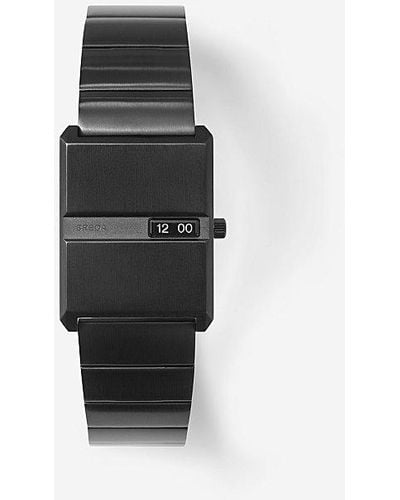 Breda Pulse Stainless Steel Metal Bracelet Quartz Watch - Black