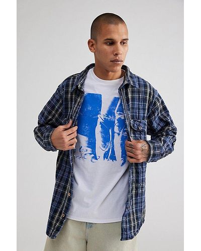 Urban Renewal Remade Full Zip Heavy Flannel Shirt - Blue