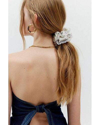 Urban Outfitters Floral Lace Scrunchie - Black