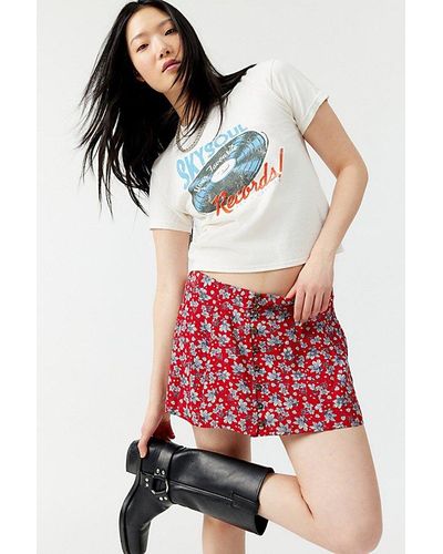 Urban Renewal Remade Floral Micro Mini Skirt - Red