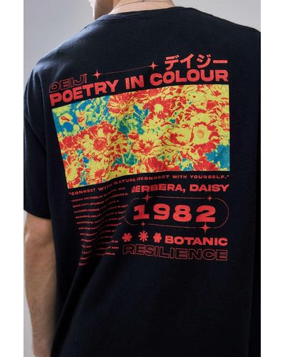 Urban Outfitters Uo Black Poetry In Colour T-shirt - Blue