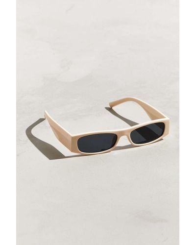 Urban Outfitters Thick Temple Narrow Rectangle Sunglasses - White