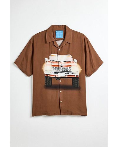 Market Keep Honking Camp Shirt Top - Brown