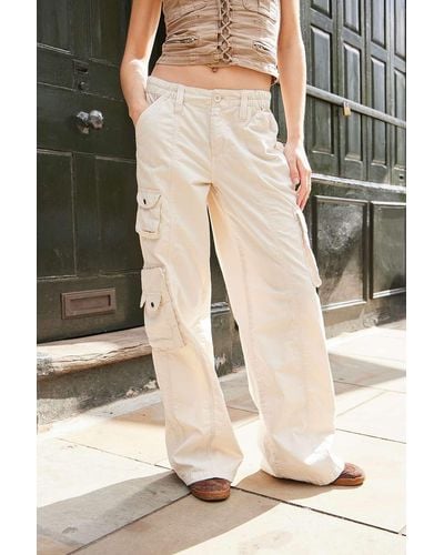 BDG Embroidered Y2k Cargo Trousers - Natural