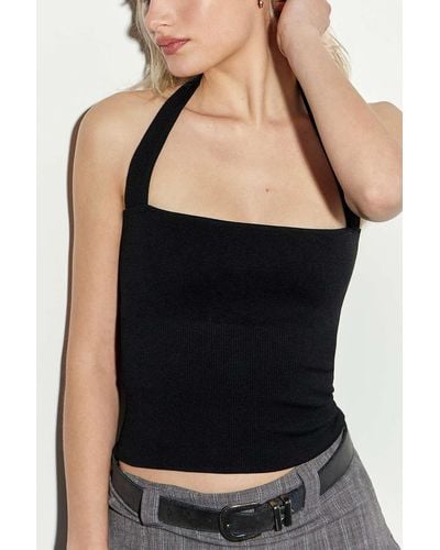 Urban Outfitters Uo Foxy Halterneck Top - Black