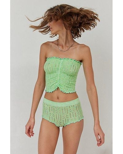 Out From Under Hello Sunshine Seamless Marled Knit Boyshort - Green