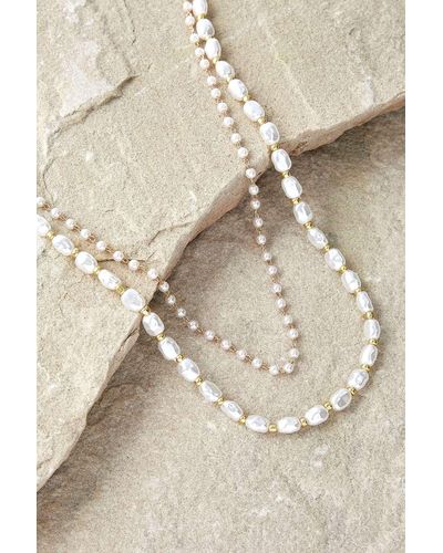 Urban Outfitters Silence + Noise Multi-layer Faux Pearl Choker - Natural